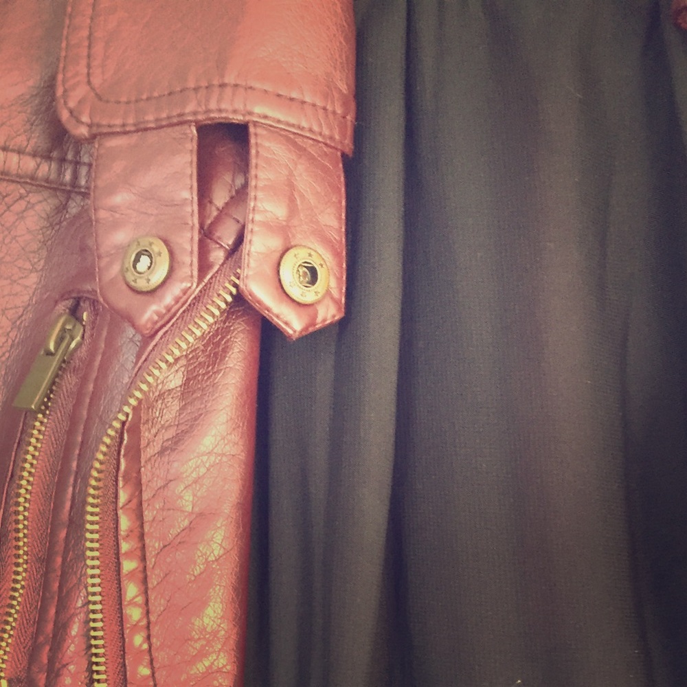 Wine Red biker ( PU leather ) jacket 🍷💋